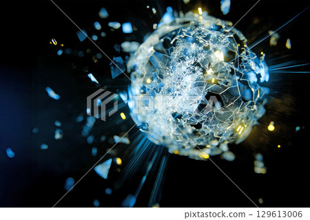 Creative explosion of glowing spheres 129613006