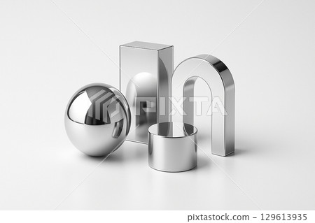 一個由鏡面丙烯酸製成的極簡主義物體,放置在白色背景上 一個由鏡面丙烯酸製成的極簡主義物體,放置在白色背景上 129613935