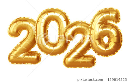 Golden 2026 Foil Balloon Numbers Illustration Symbolizing a New Year Celebration Golden 2026 Foil Balloon Numbers Illustration Symbolizing a New Year Celebration 129614223