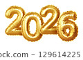 Golden Balloon Number Display Representing 2026, A Bright and Cheerful Vector Illustration Concept for New Year Celebrations and Events 129614225