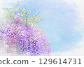 [Aichi Prefecture] Watercolor of the wisteria trellis at Tennogawa Park in Tsushima City 129614731