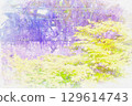 [Aichi Prefecture] Watercolor of the wisteria trellis at Tennogawa Park in Tsushima City 129614743