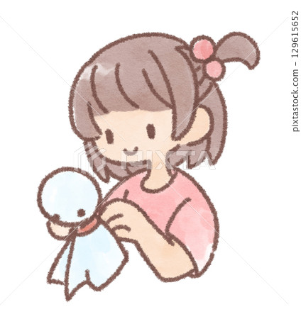 兒童製作 Teru Teru Bouzu 的插圖 129615652