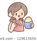 小孩吃刨冰的插圖 129615656