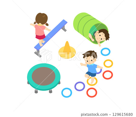 孩子們在賽道上玩耍 孩子們在賽道上玩耍 129615680