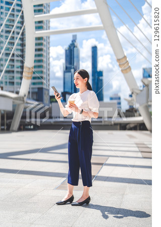 Portrait young adult business asian woman lifestyles with productive work 129615820
