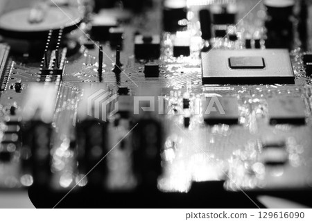 Monotone image of digital circuit board wiring 129616090