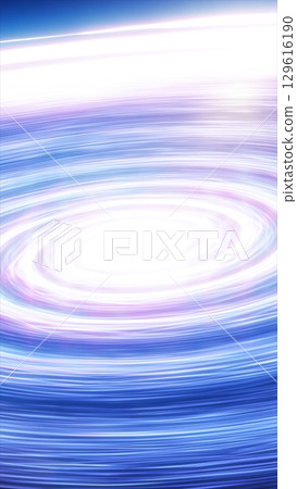 High-speed light swirl in shades of blue, purple, and white forming a glowing vortex over a white core 129616190