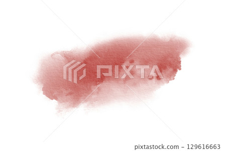 Abstract watercolor red color spot symbolizing blood on transparent background in liquid technique for postcards, websites, invitations, flyers, packaging products, patterns, any composition. 129616663