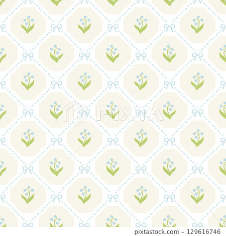 Lily of the valley seamless pattern 129616746