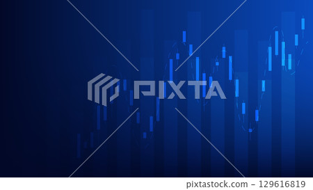 finance background. stock market candlesticks chart and bar graph. business and economy growth  129616819