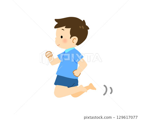 Illustration of a boy walking on his knees 129617077