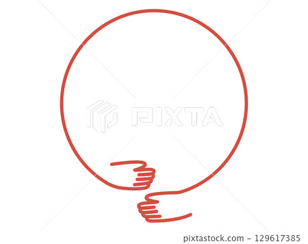 Icon illustration of hugging with both hands, frame of embracing with both hands Icon illustration of hugging with both hands, frame of embracing with both hands 129617385