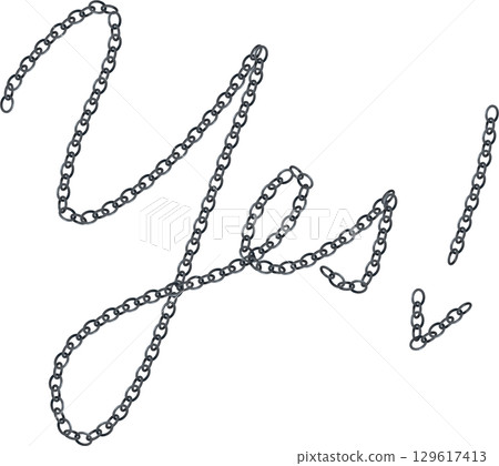 用銀鍊製成的字母“Yes！”的插圖素材 129617413