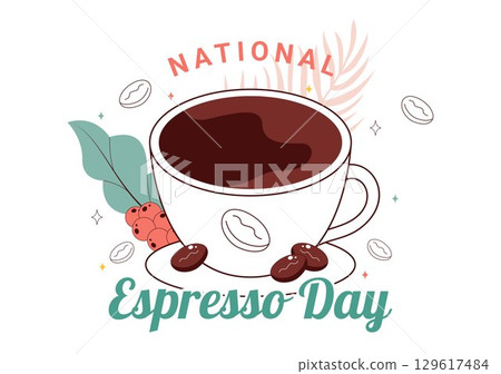 National Espresso Day Celebration Vector Illustration on November 23 Featuring a Coffee Cup and Coffee Beans in a Flat Style Cartoon Background National Espresso Day Celebration Vector Illustration on November 23 Featuring a Coffee Cup and Coffee Beans in a Flat Style Cartoon Background 129617484