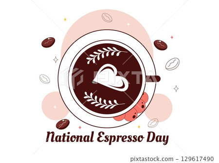 National Espresso Day Celebration Vector Illustration on November 23 Featuring a Coffee Cup and Coffee Beans in a Flat Style Cartoon Background National Espresso Day Celebration Vector Illustration on November 23 Featuring a Coffee Cup and Coffee Beans in a Flat Style Cartoon Background 129617490