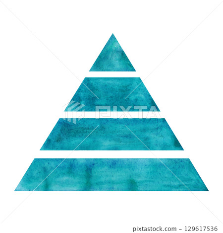 Blue pyramid of four parts. Watercolor illustration hand drawn. Drawing for blanks, scrapbooking, journaling. Triangle, pyramid, steps, parts, stripes, blue, sea Blue pyramid of four parts. Watercolor illustration hand drawn. Drawing for blanks, scrapbooking, journaling. Triangle, pyramid, steps, parts, stripes, blue, sea 129617536
