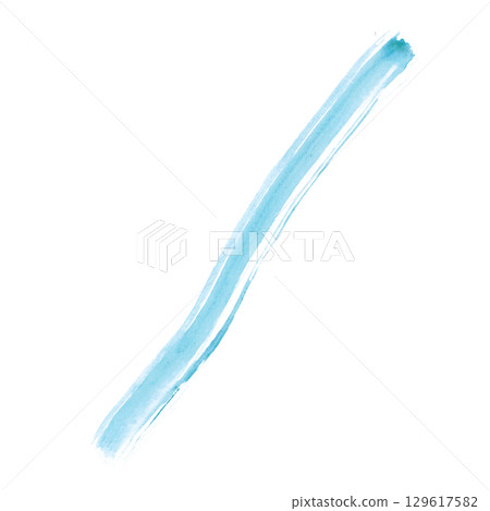 Blue watercolor line drawn with a brush with visible texture. Drawing for blanks, scrapbooking, journaling. Line, brush, texture, direction 129617582