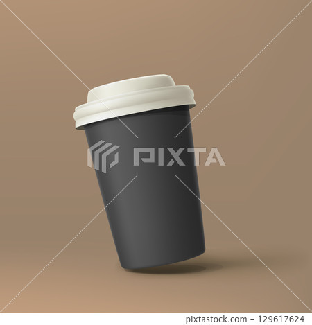realistic cup of coffee jumping brown back 129617624