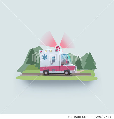 an emergency medical vehicle in cartoon design 129617645