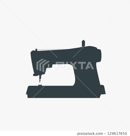 a sewing machine icon on white back 129617650