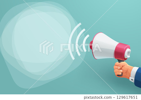 a red white speaker on blue back 129617651