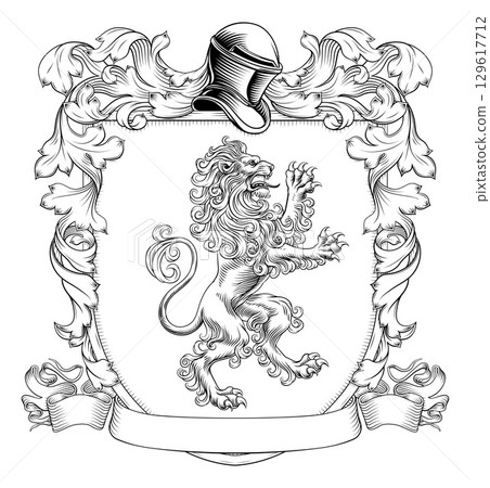 Coat of Arms Crest Lion Heraldic Knight Shield 129617712