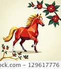 [Design Material] Red horse art symbolizing the Year of the Horse 129617776