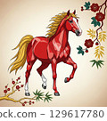 [Design Material] Galloping Horse in Bloom Scenery 129617780