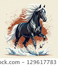 [Design material] Dynamic horse illustration 129617783