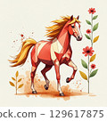 [Design Material] Red horse art symbolizing the Year of the Horse 129617875