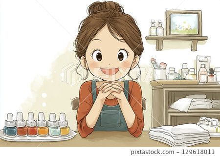 Miyu Series: Picture Book Style Nail Care - Manicurist - Smiling Woman 129618011