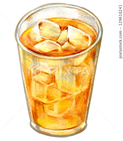 咖啡廳菜單色鉛筆畫:冷茶 咖啡廳菜單色鉛筆畫:冷茶 129618241