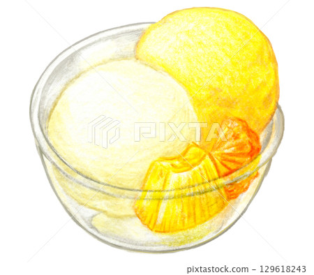 Cafe menu colored pencil drawing: Double ice cream 129618243