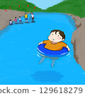 Child being swept away by the river 129618279