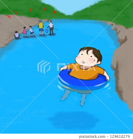 孩子被河水捲走 孩子被河水捲走 129618279