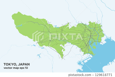 日本東京簡易綠道路地圖 日本東京簡易綠道路地圖 129618771