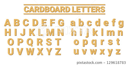 Alphabet set made from cardboard, basic fonts 129618783