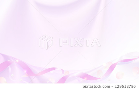 Background illustration of fabric, ribbon, pearls and petals Background illustration of fabric, ribbon, pearls and petals 129618786