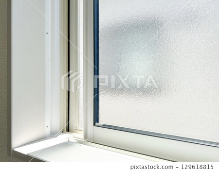 Frosted glass window sill 129618815
