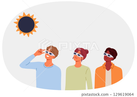 People view solar eclipse using disposable glasses to observe rare astronomical phenomenon People view solar eclipse using disposable glasses to observe rare astronomical phenomenon 129619064