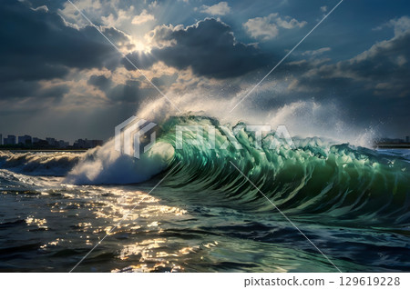 wave in ocean 129619228