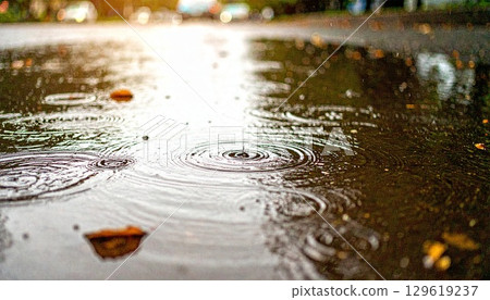 Street and puddle ripples after the rain 1 129619237