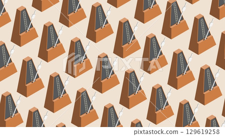Isometric metronome device backdrop marks short intervals of time with regular sound beats. Field of metronomes synchronized in a single rhythm. 3D vector background top view at an angle Isometric metronome device backdrop marks short intervals of time with regular sound beats. Field of metronomes synchronized in a single rhythm. 3D vector background top view at an angle 129619258