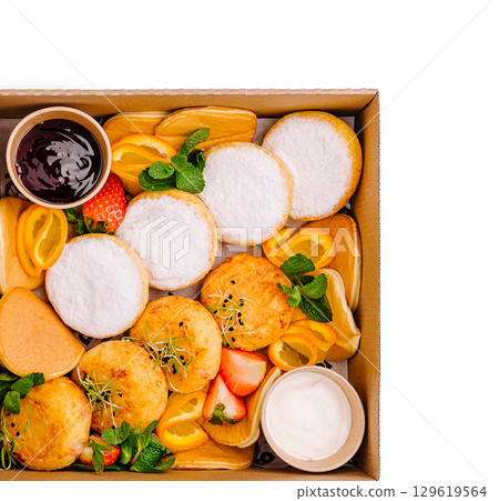 Delicious assortment of freshly made sweets and treats from a local bakery Delicious assortment of freshly made sweets and treats from a local bakery 129619564