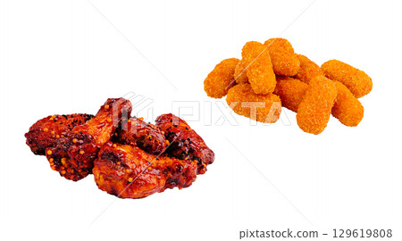Sizzling chicken wings and crispy cheese bites perfect for gatherings 129619808