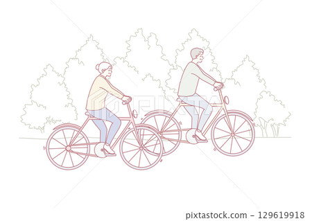 Happy active lifestyle of old people concept. Happy active lifestyle of old people concept. 129619918