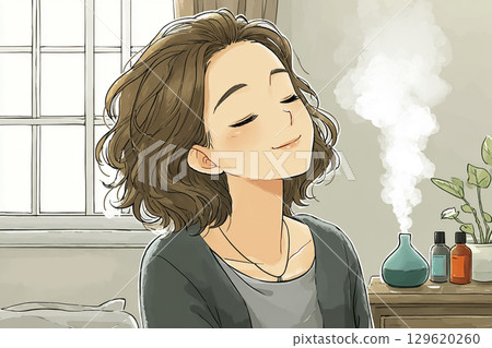 Miyu系列：享受芳香療法放鬆的女人 129620260