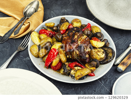 Delicious baked pork. Delicious baked pork. 129620329