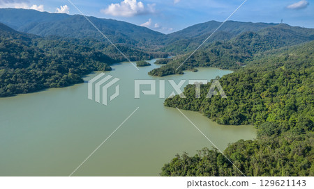 Aug 9 2025 Tranquil waters of scenic Shing Mun Reservoir 129621143